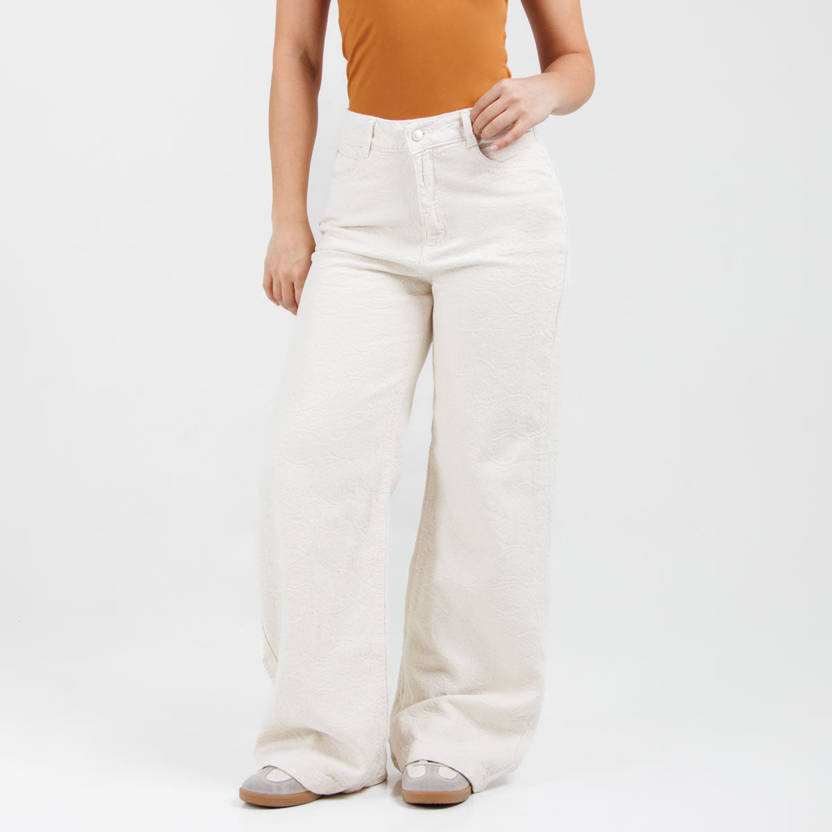 Jean Wide Leg Marfil Ox-3160 Rigido Premium