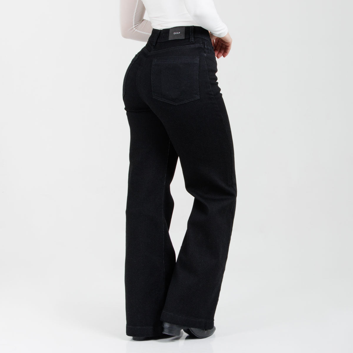 Jean Wide Leg Negro Ox-3156 Licrado