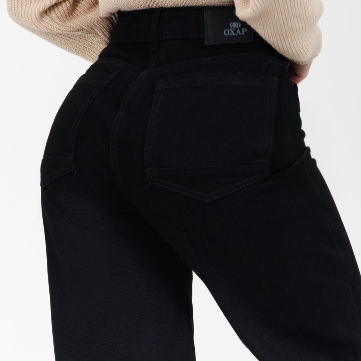 Jean Oxap Straight Fit Negro Ox-2989 Licrado