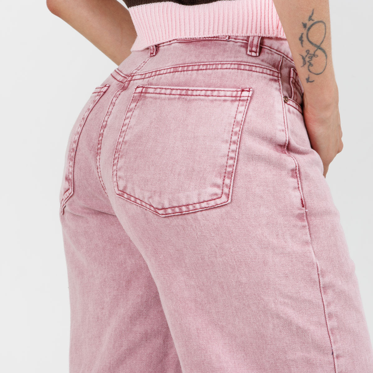 Jean Wide Leg Rigido Ox-3015 Rosa