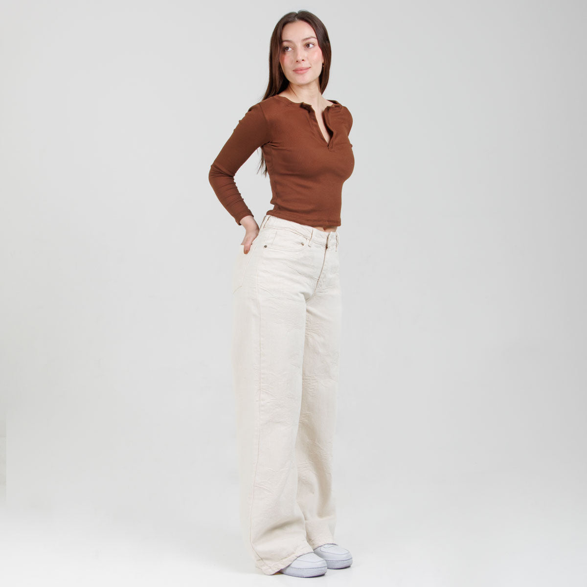 Jean Wide Leg Beige Ox-3075 Rigido