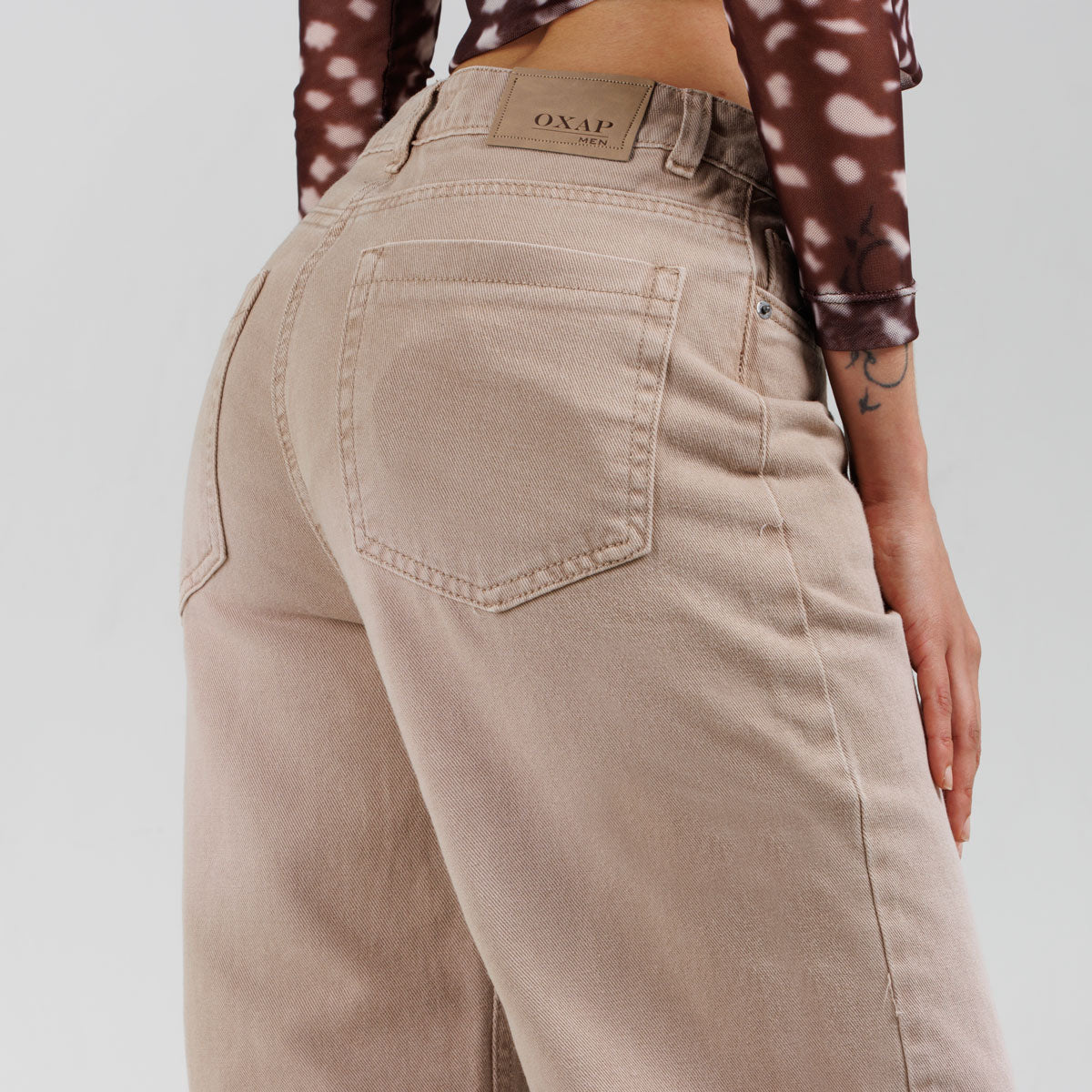 Jean Wide Leg  Camel Ox-3079 Rigido