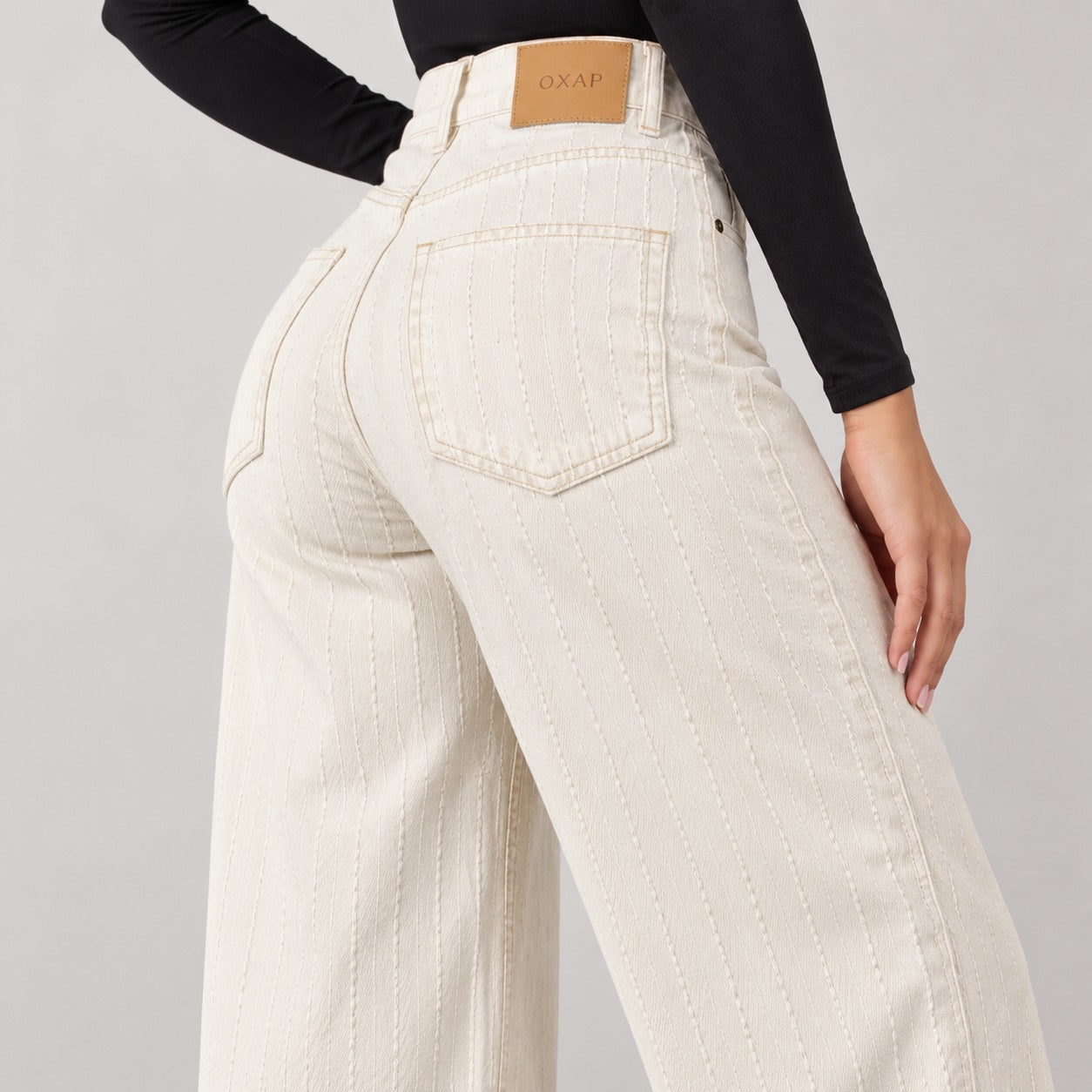 Jean Wide Leg Marfil Ox-3151 Rigido Premium