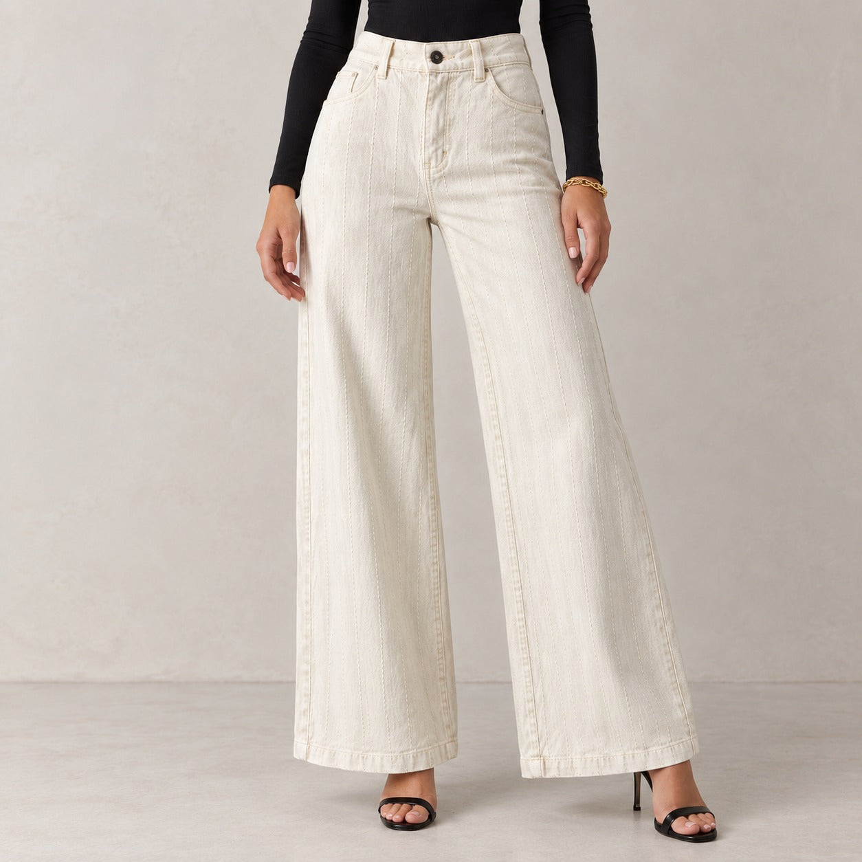 Jean Wide Leg Marfil Ox-3151 Rigido Premium
