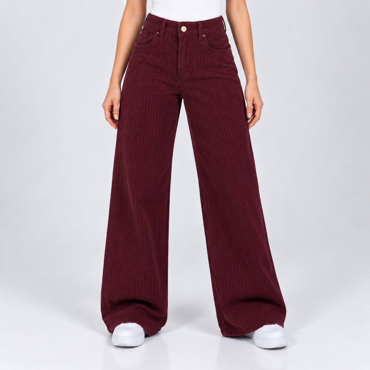 Jean Wide Leg Licrado Ox-3189 Vinotinto Premium