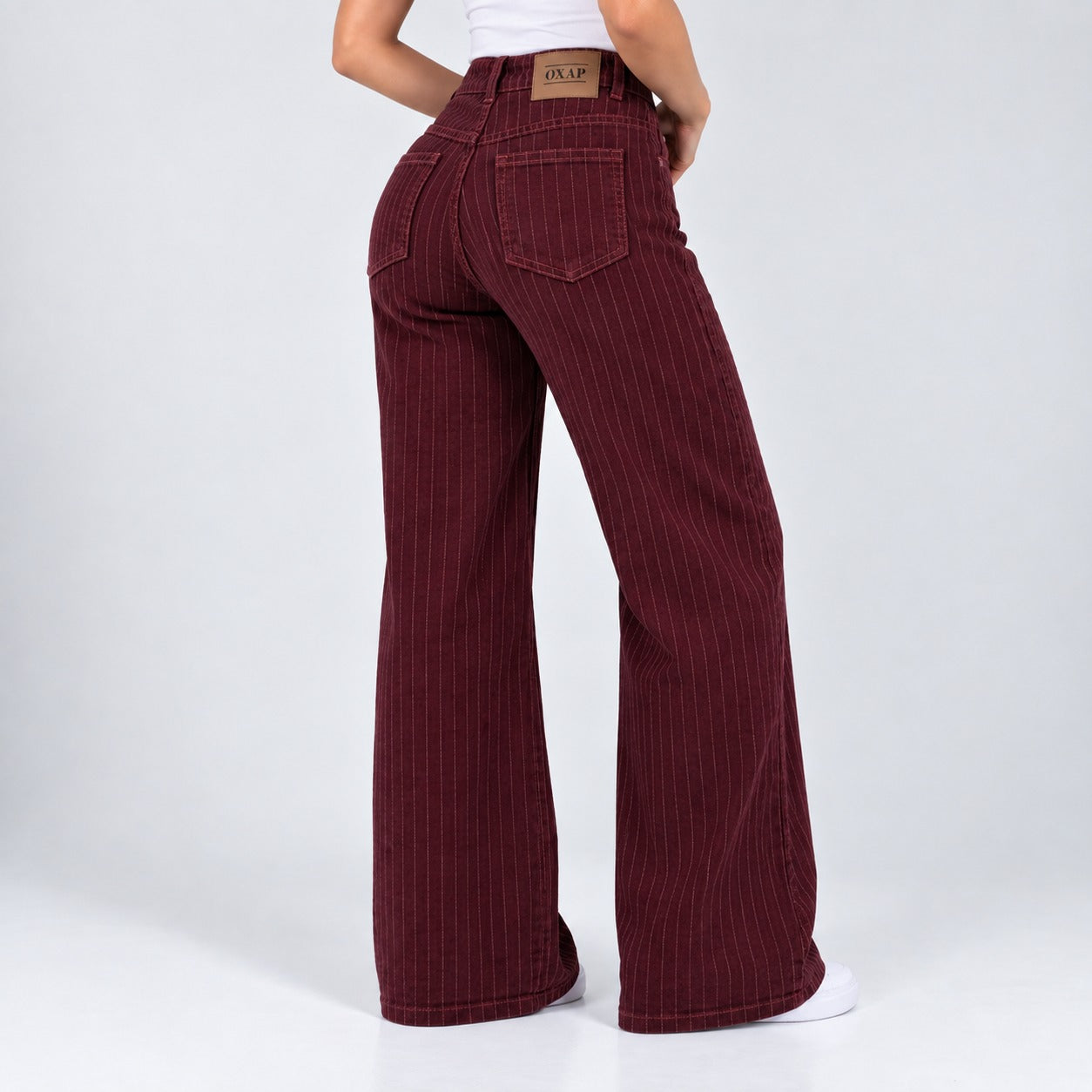 Jean Wide Leg Licrado Ox-3189 Vinotinto Premium