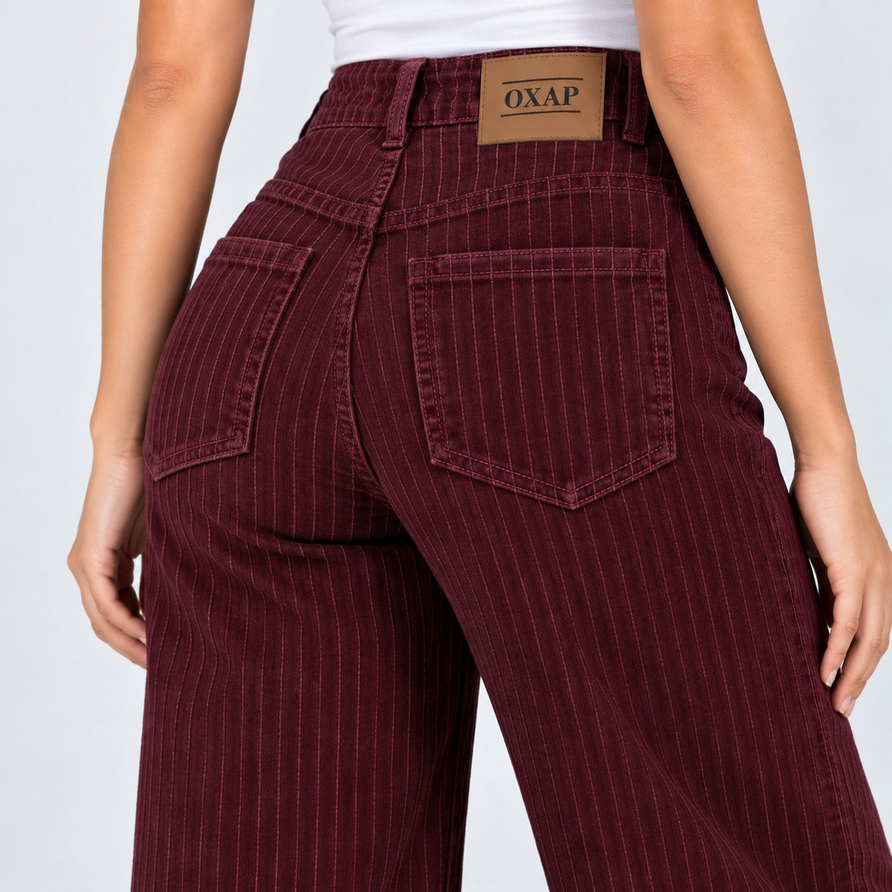 Jean Wide Leg Licrado Ox-3189 Vinotinto Premium