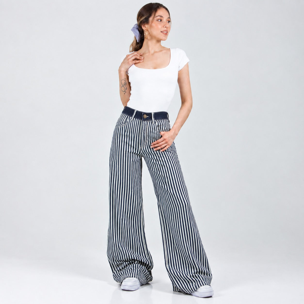 Jean Wide Leg Licrado Ox-3227 Azul Premium