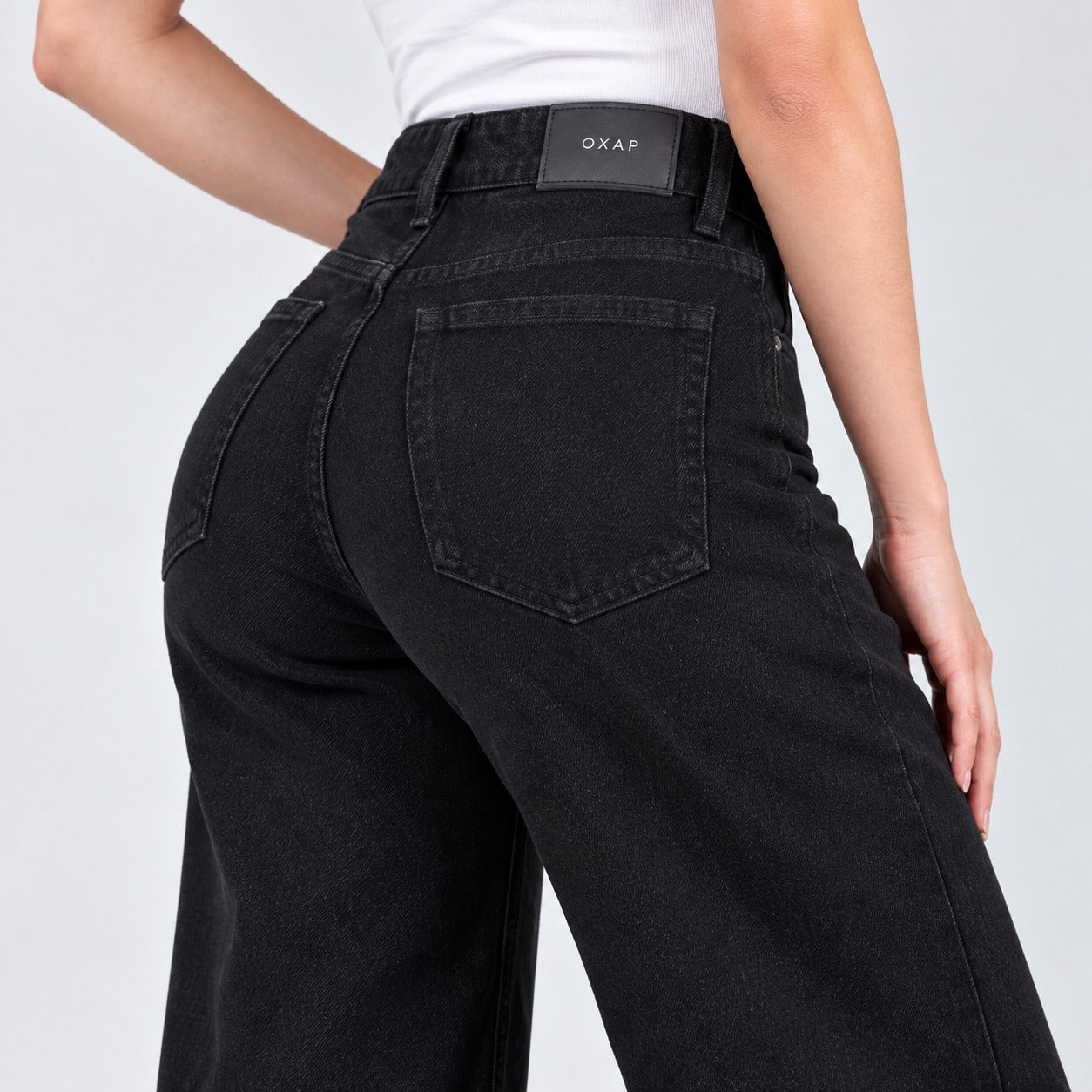 Jean Wide Leg Negro Ox-3157 Licrado