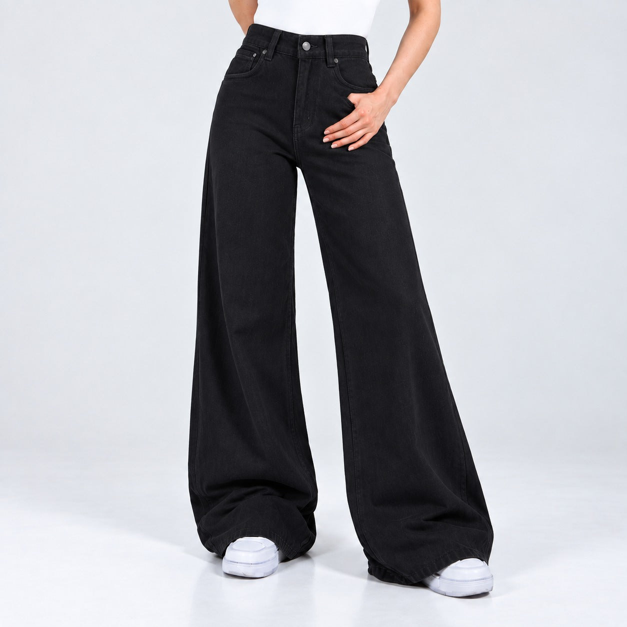 Jean Wide Leg Negro Ox-3157 Licrado