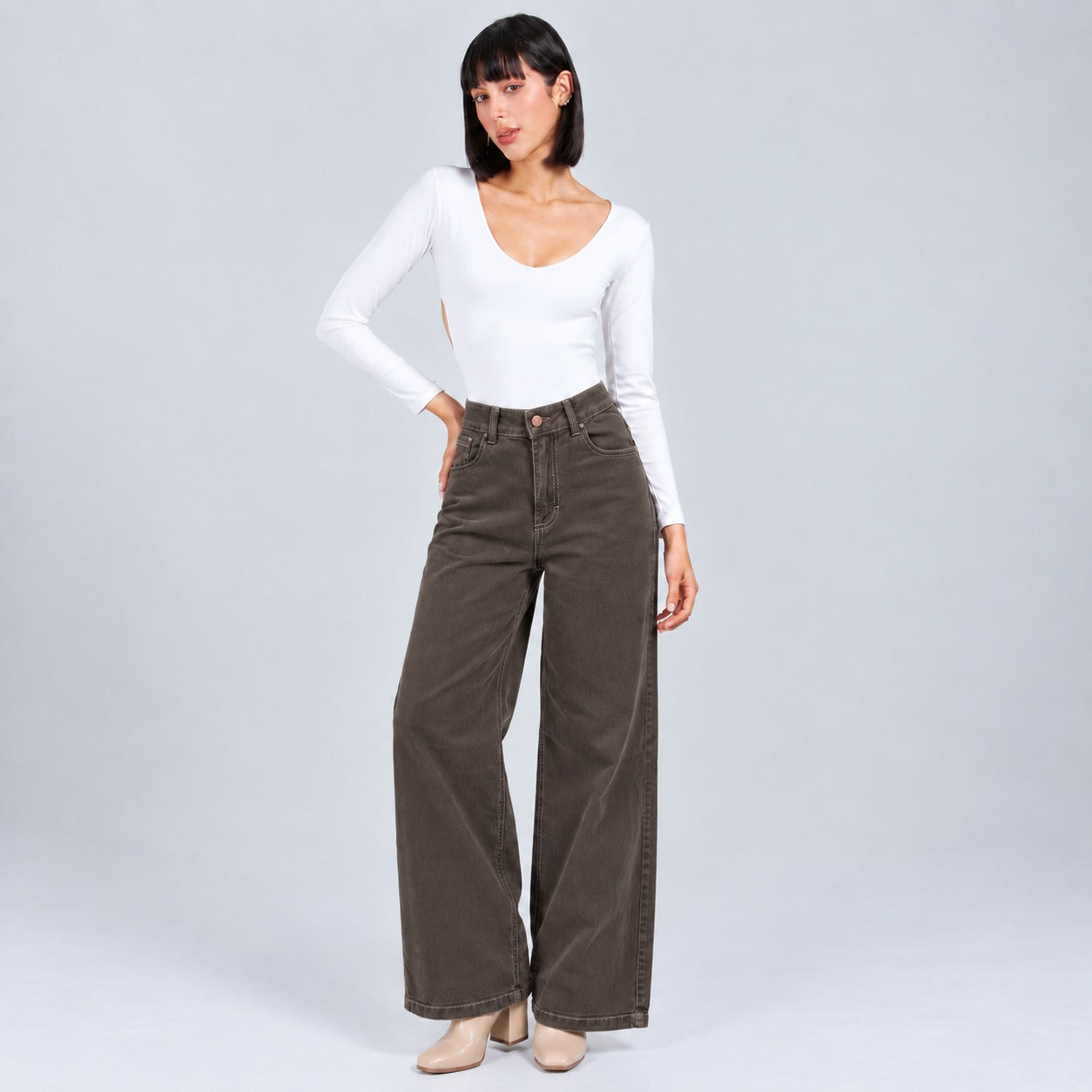 Jean Wide Leg Café Ox-3161  Licrado