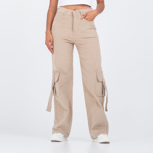 Pantalón En Pana Cargo Beige OX-2301