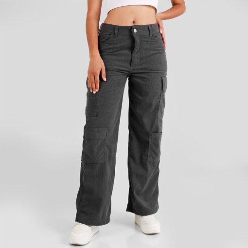 Pantalón Pana Dama Cargo OX-2522 Gris