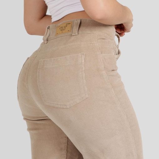 Pantalón Pana Dama Mom fit 2560 Beige - Imagen 3