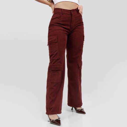 Pantalón Pana Dama Cargo OX-2522 Vinotinto