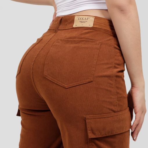 Pantalón Pana Dama Cargo OX-2522 Terracota - Imagen 3